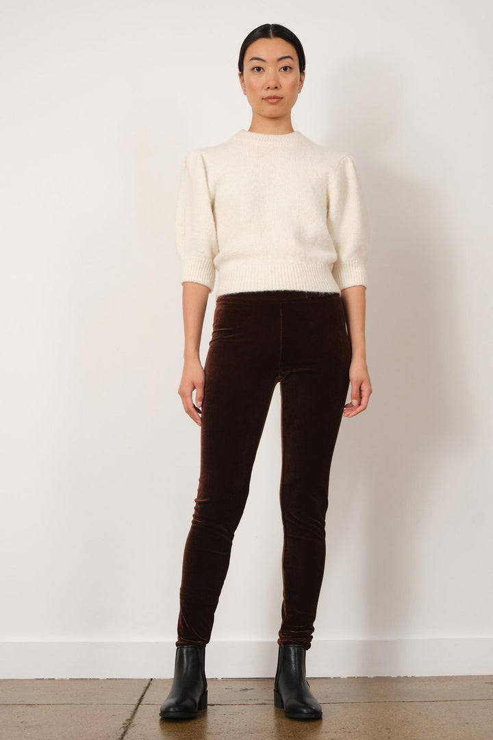 PULL ON SKINNY Velvet Brown - AVENUE MONTAIGNE
