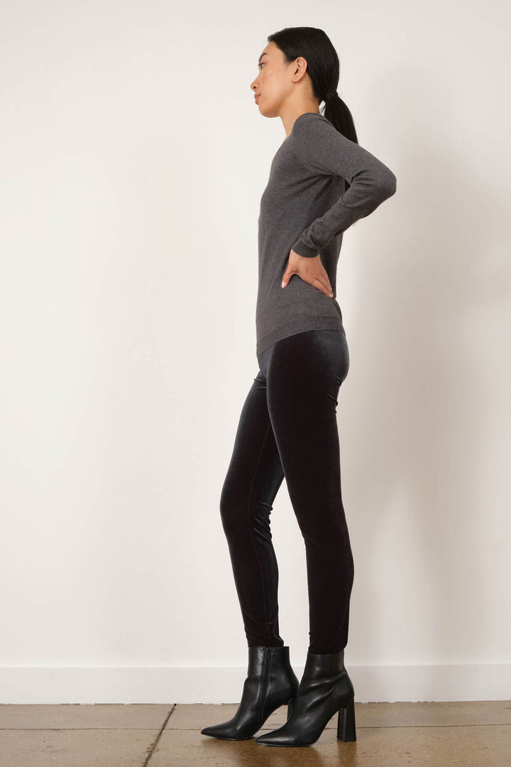 PULL ON SKINNY Velvet Charcoal - AVENUE MONTAIGNE
