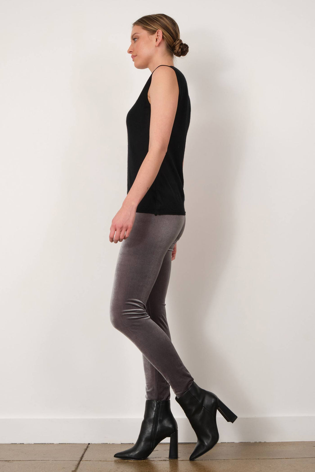 PULL ON SKINNY Velvet Light Grey - AVENUE MONTAIGNE