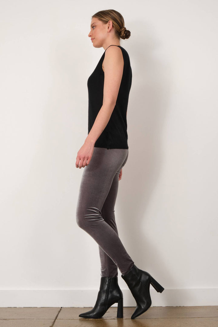 PULL ON SKINNY Velvet Light Grey - AVENUE MONTAIGNE
