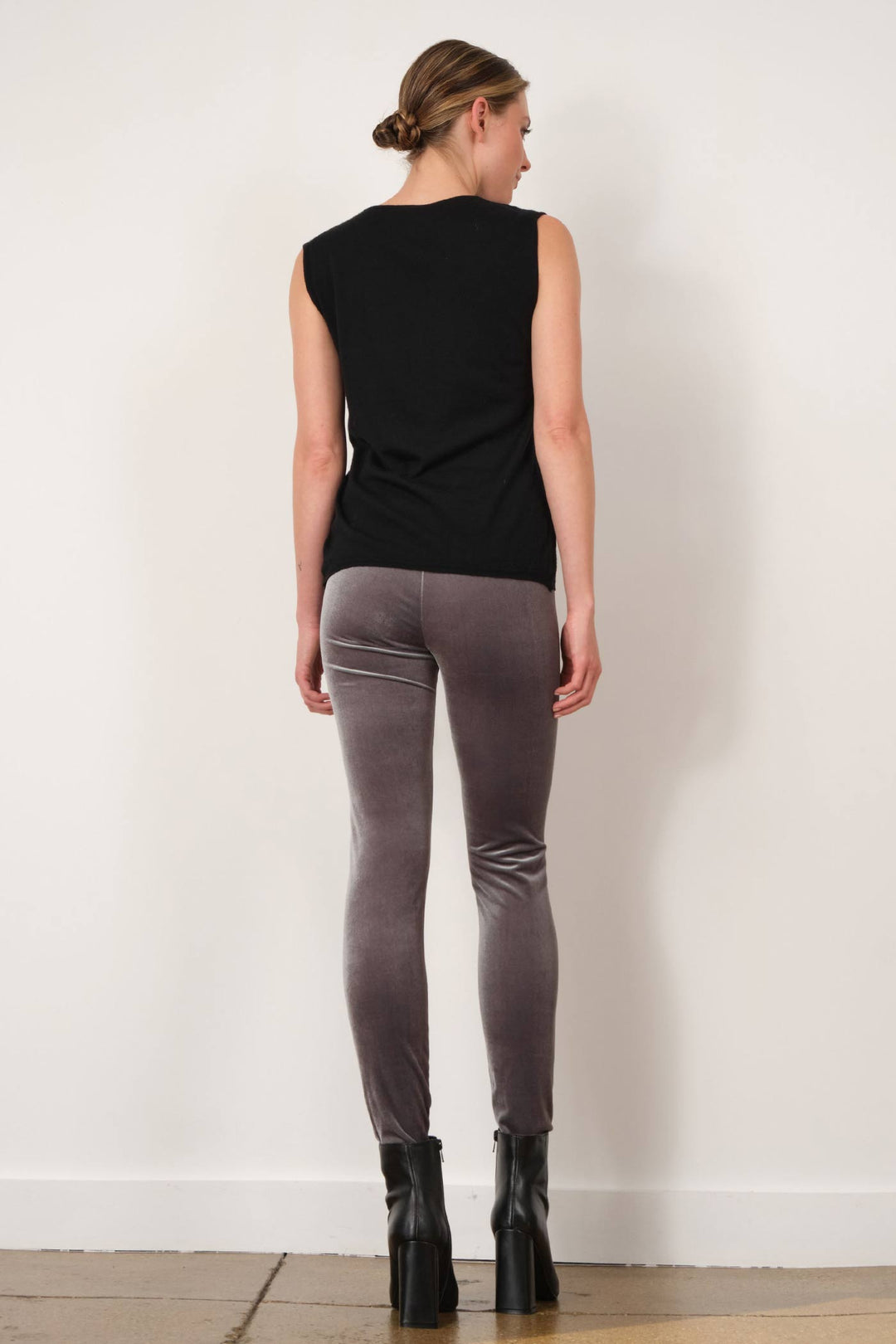 PULL ON SKINNY Velvet Light Grey - AVENUE MONTAIGNE
