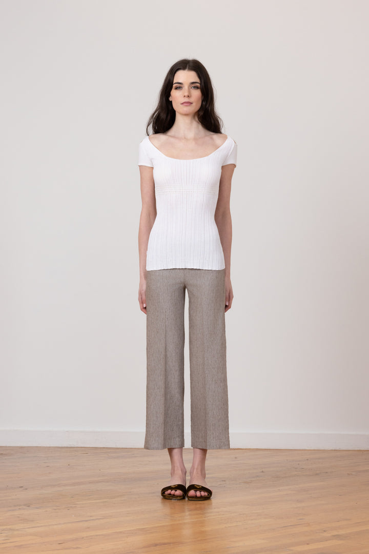 ALEX Linen Denim Mushroom - AVENUE MONTAIGNE 