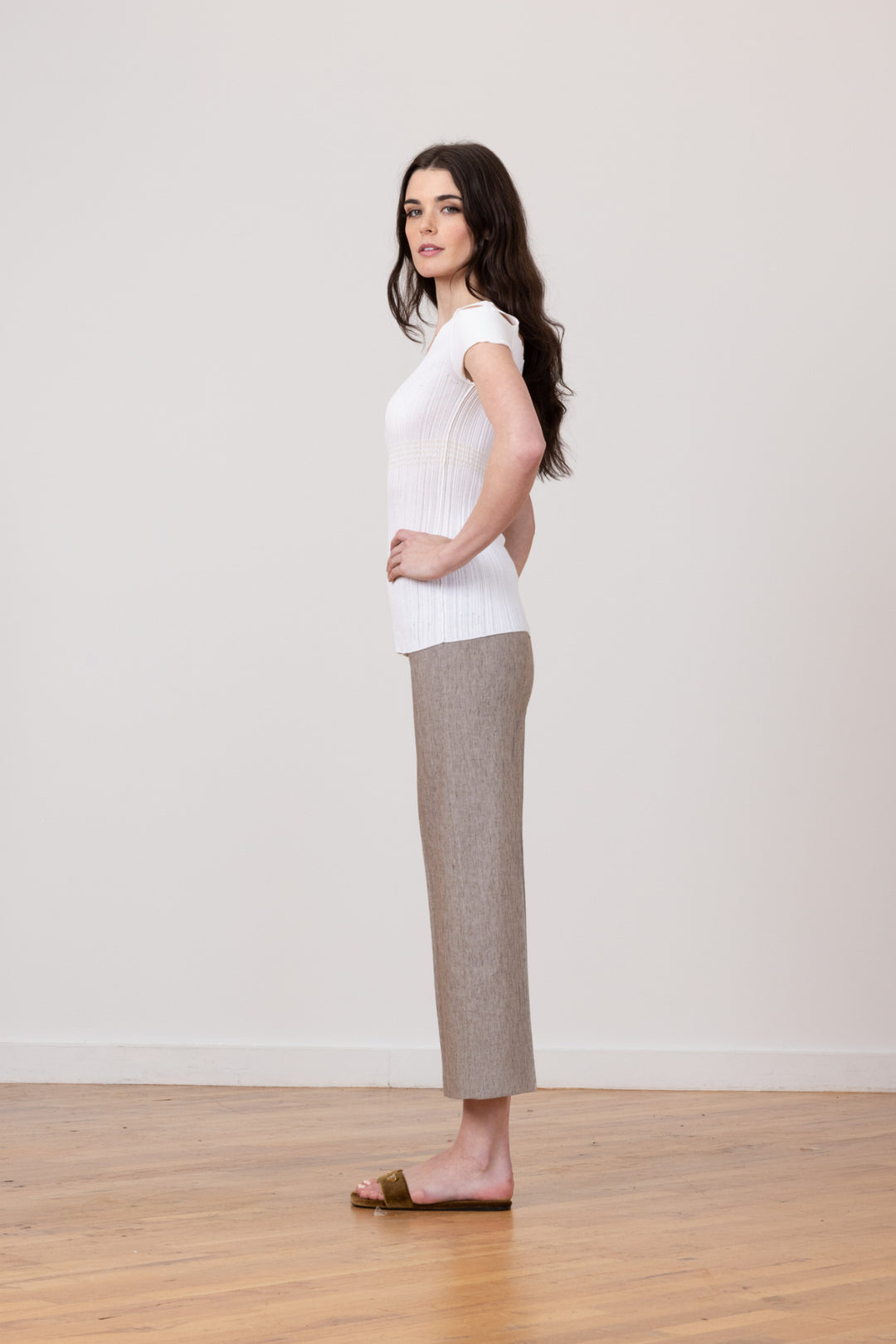 ALEX Linen Denim Mushroom - AVENUE MONTAIGNE 