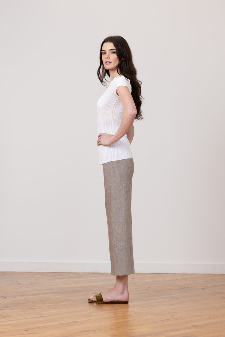 ALEX Linen Denim Mushroom - AVENUE MONTAIGNE 