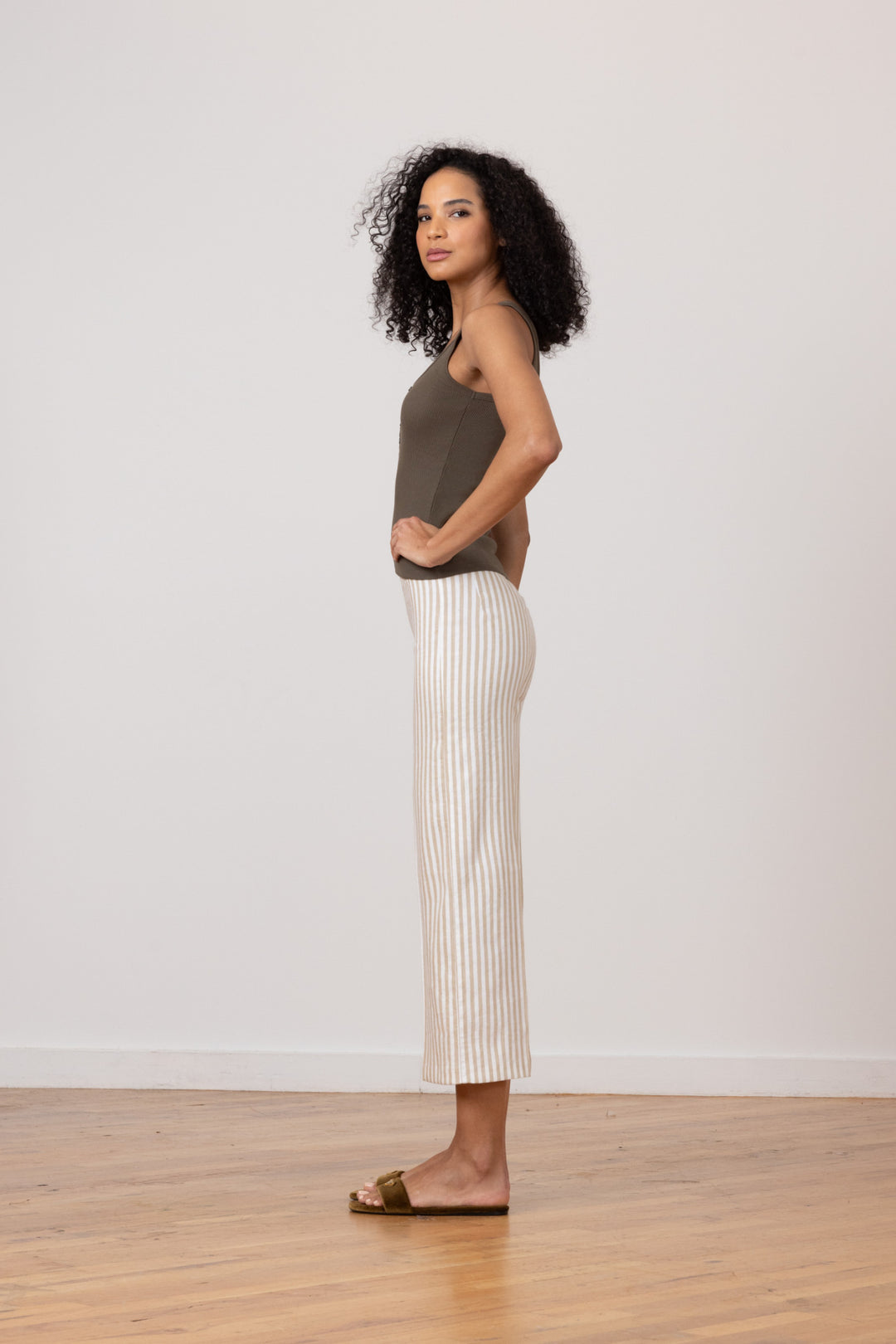 ALEX Linen Stripes Bengal Beige - AVENUE MONTAIGNE 