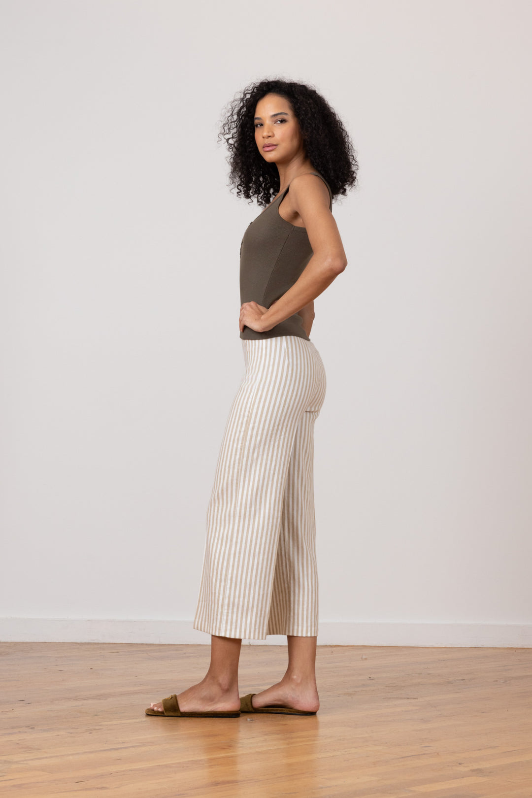 ALEX Linen Stripes Bengal Beige - AVENUE MONTAIGNE 