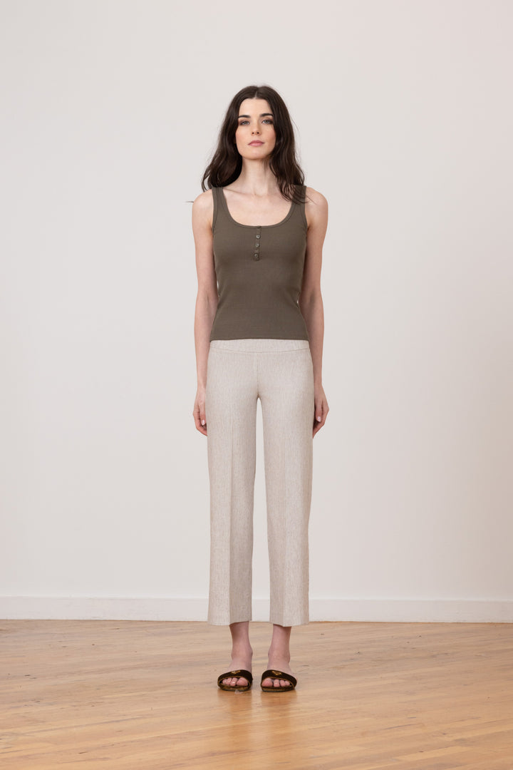 ALEX Linen Stripes Hairline Mushroom - AVENUE MONTAIGNE 