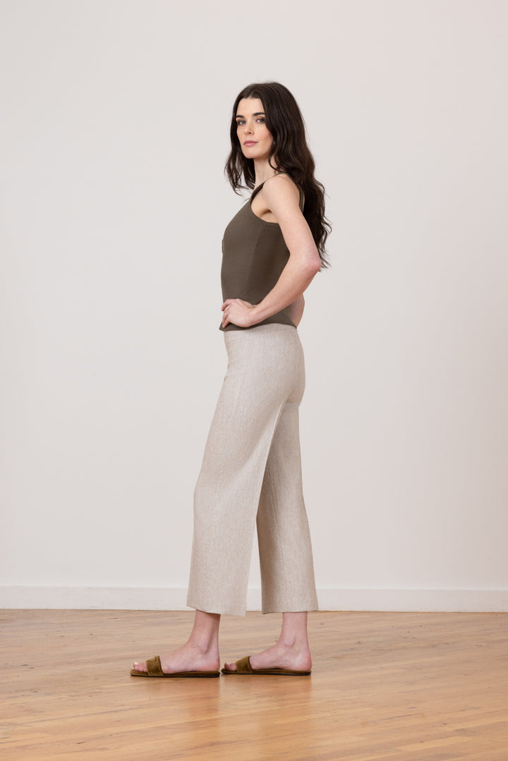 ALEX Linen Stripes Hairline Mushroom - AVENUE MONTAIGNE 