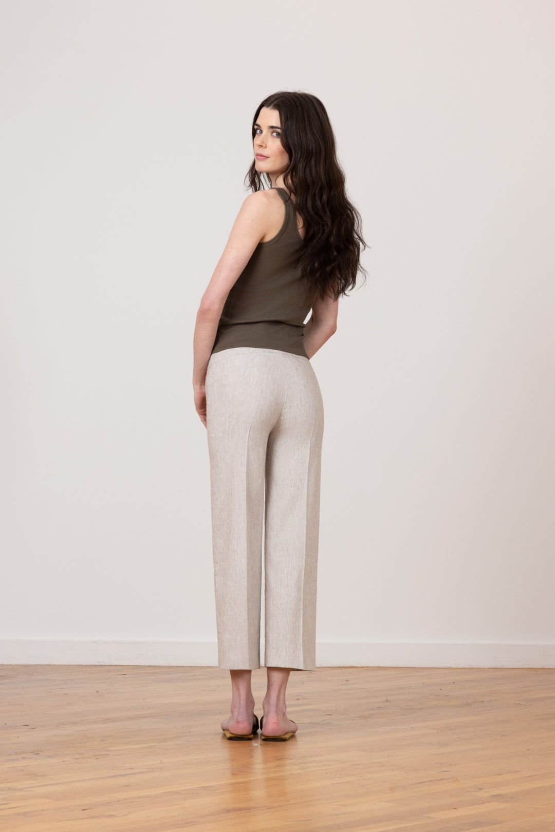 ALEX Linen Stripes Hairline Mushroom - AVENUE MONTAIGNE 