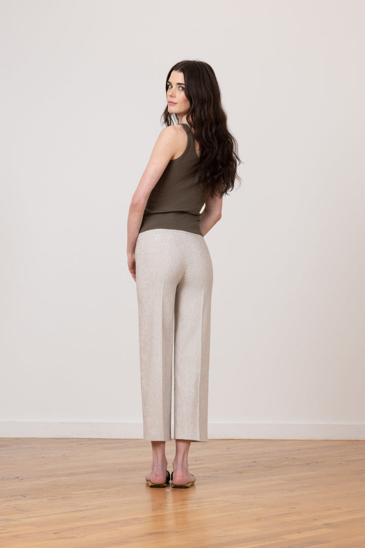 ALEX Linen Stripes Hairline Mushroom - AVENUE MONTAIGNE 