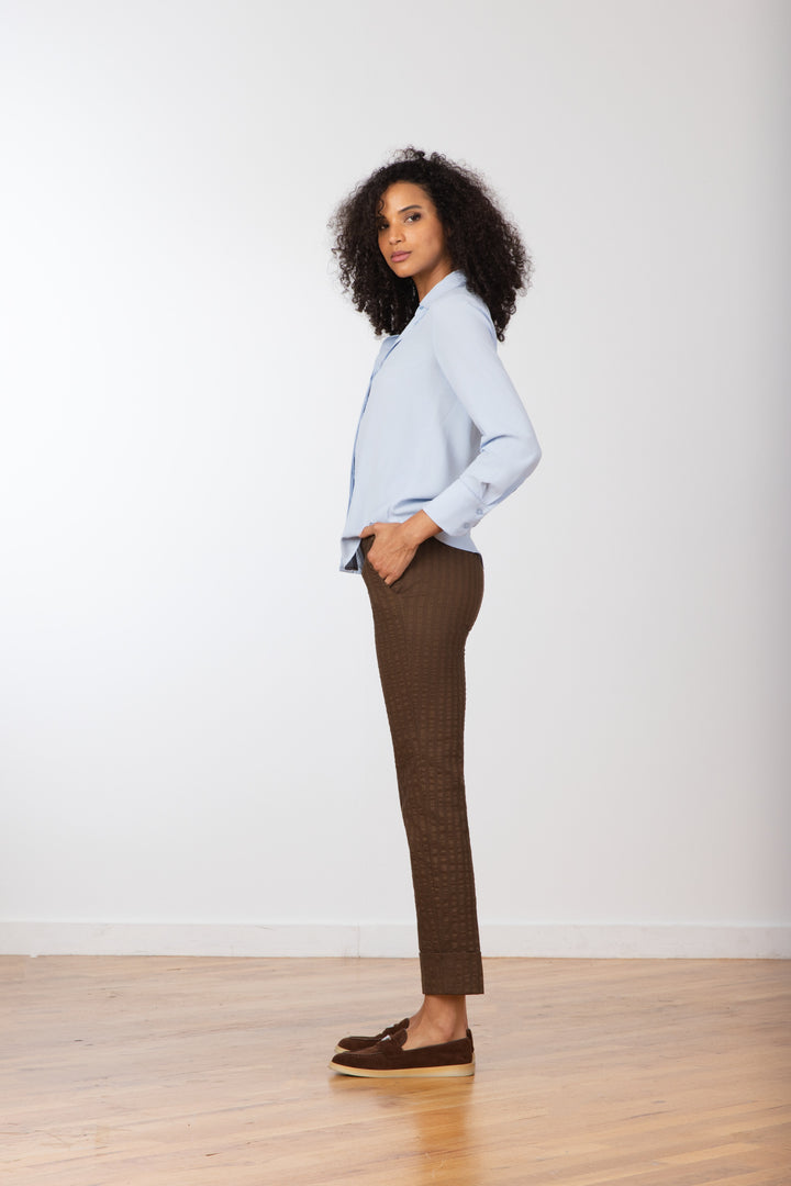 BEN Seersucker Cognac - AVENUE MONTAIGNE 