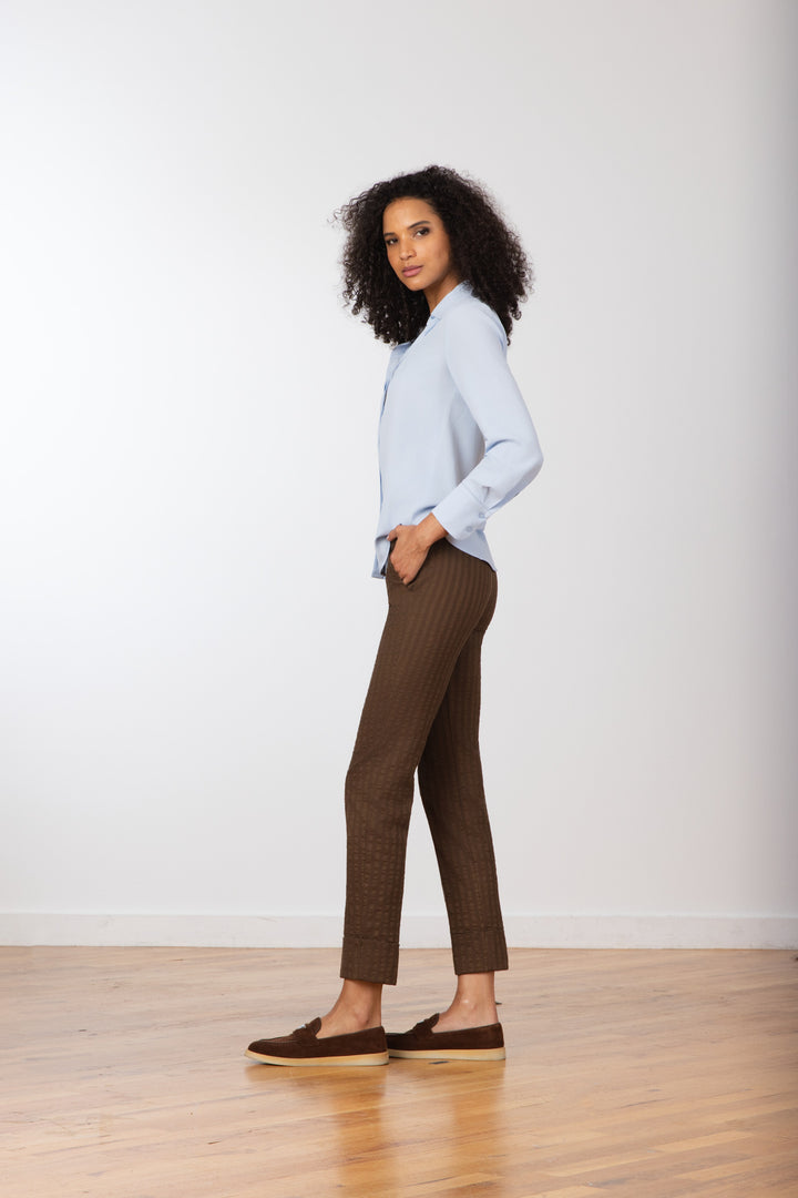 BEN Seersucker Cognac - AVENUE MONTAIGNE 