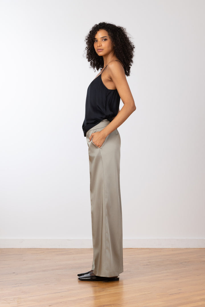 CARLA Satin Olive Green