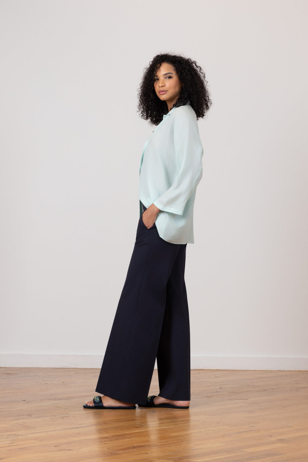 CARLA Cotton Stretch Navy - AVENUE MONTAIGNE 