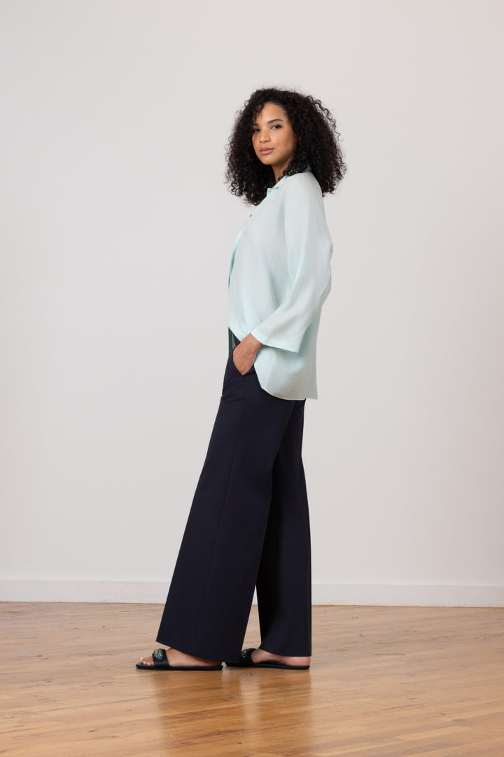 CARLA Cotton Stretch Navy - AVENUE MONTAIGNE 