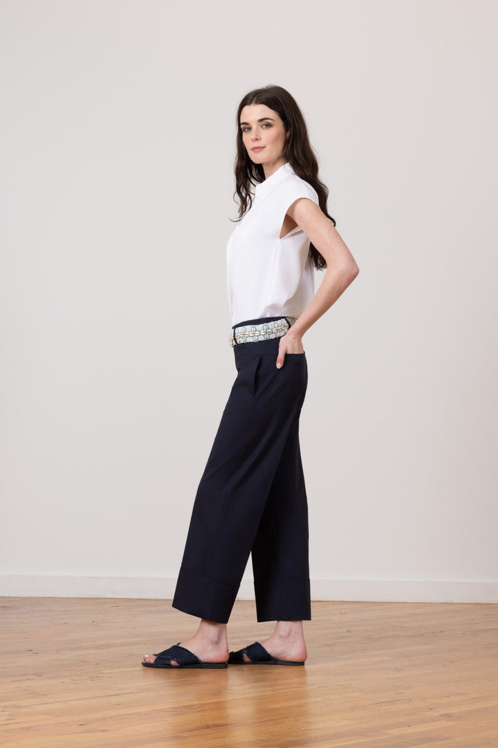 COSMO Cotton Stretch Navy - AVENUE MONTAIGNE 