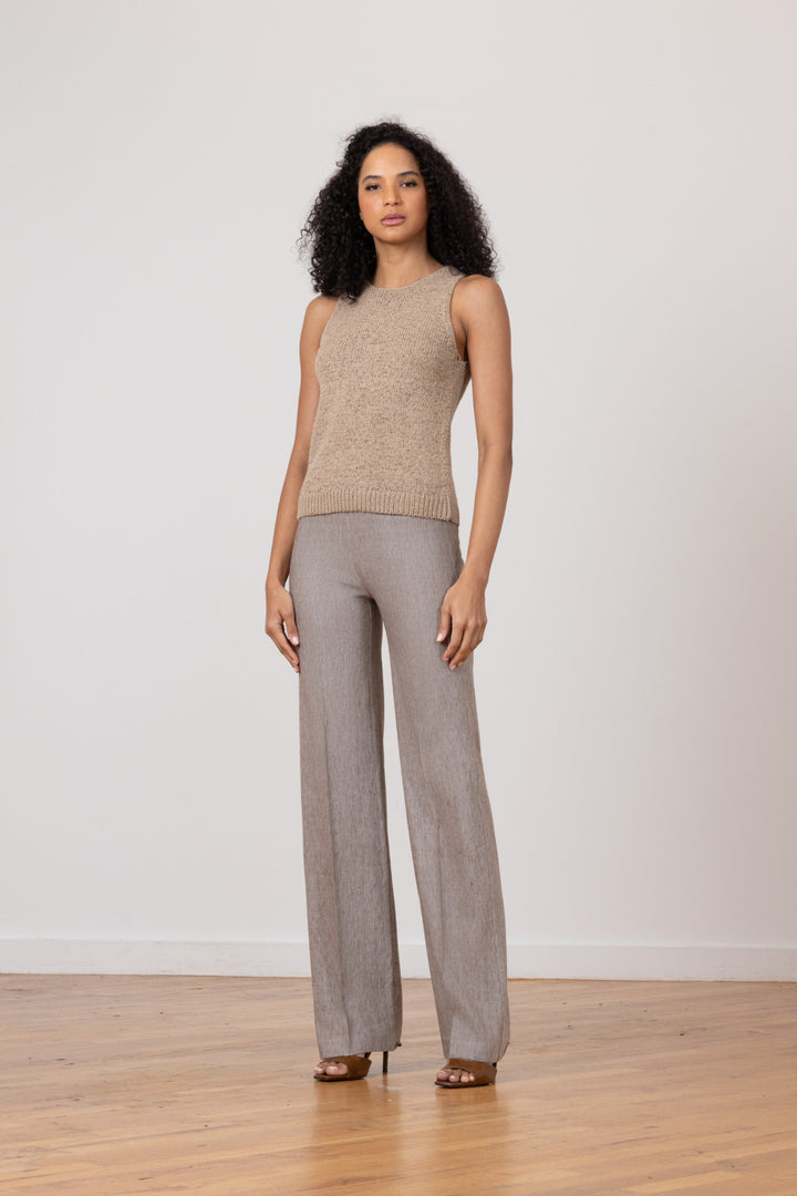 FLAVIA Linen Denim Mushroom - AVENUE MONTAIGNE 
