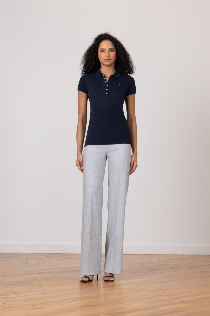 FLAVIA Linen Stripes Blue - AVENUE MONTAIGNE 