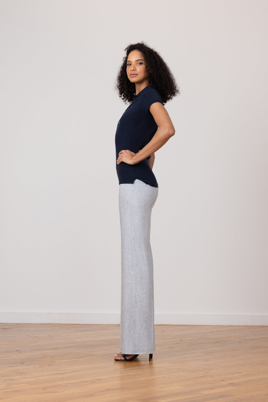 FLAVIA Linen Stripes Blue - AVENUE MONTAIGNE 