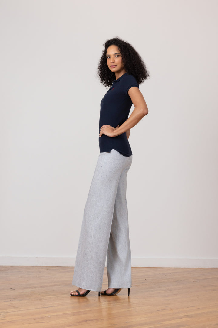 FLAVIA Linen Stripes Blue - AVENUE MONTAIGNE 