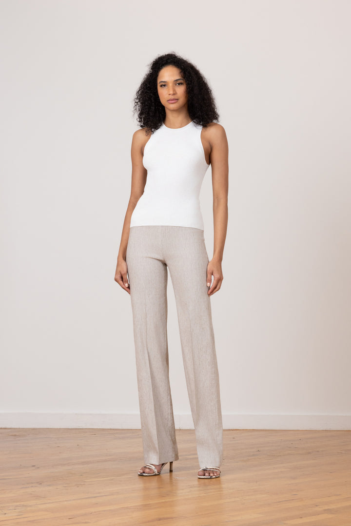 FLAVIA Linen Stripes Mushroom - AVENUE MONTAIGNE 