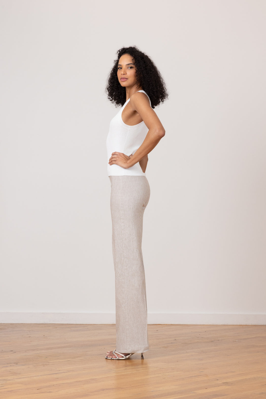 FLAVIA Linen Stripes Mushroom - AVENUE MONTAIGNE 