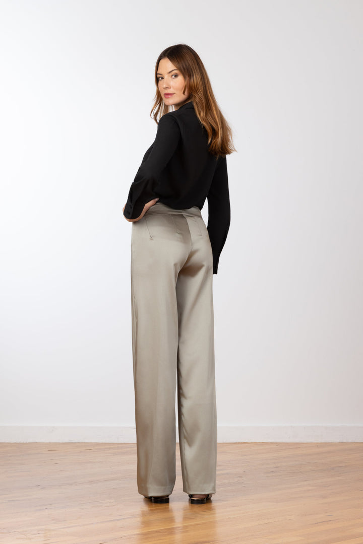 FLAVIA Satin Olive Green