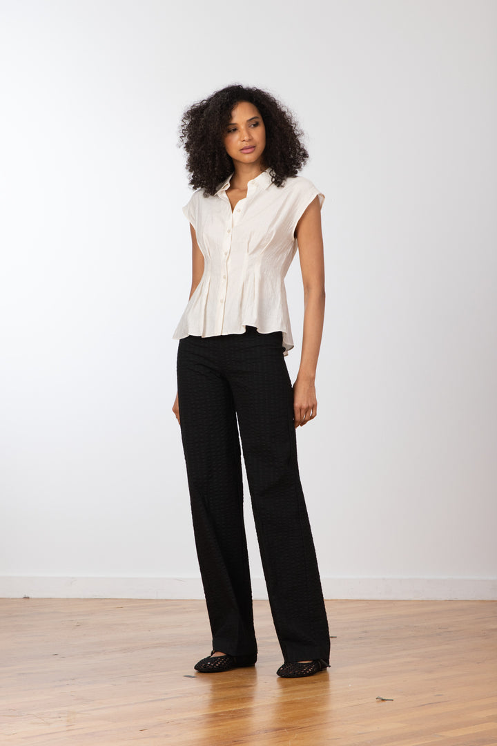 FLAVIA Seersucker Black - AVENUE MONTAIGNE 