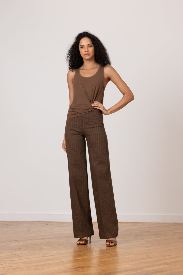 FLAVIA Seersucker Cognac - AVENUE MONTAIGNE 