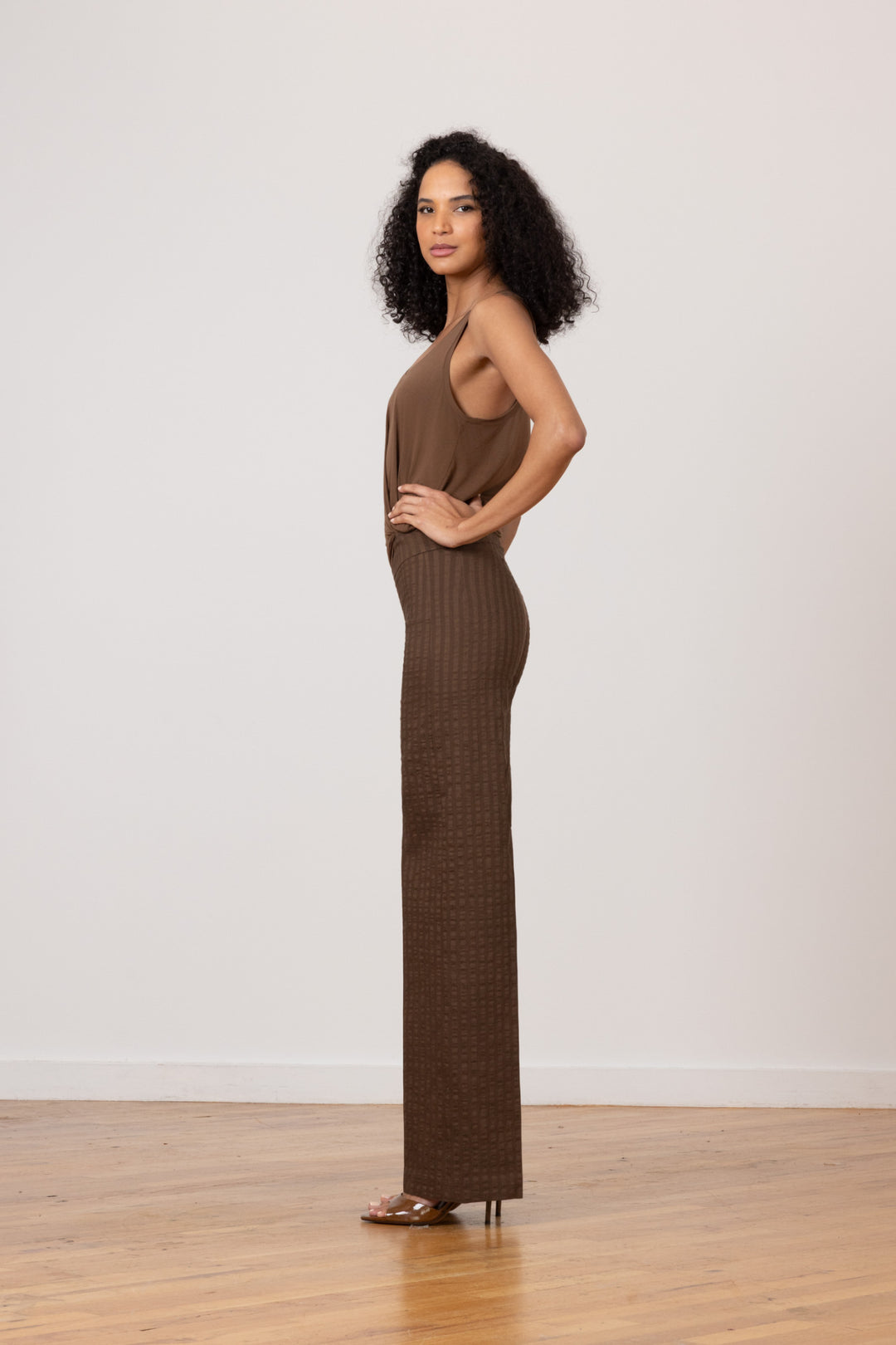 FLAVIA Seersucker Cognac - AVENUE MONTAIGNE 