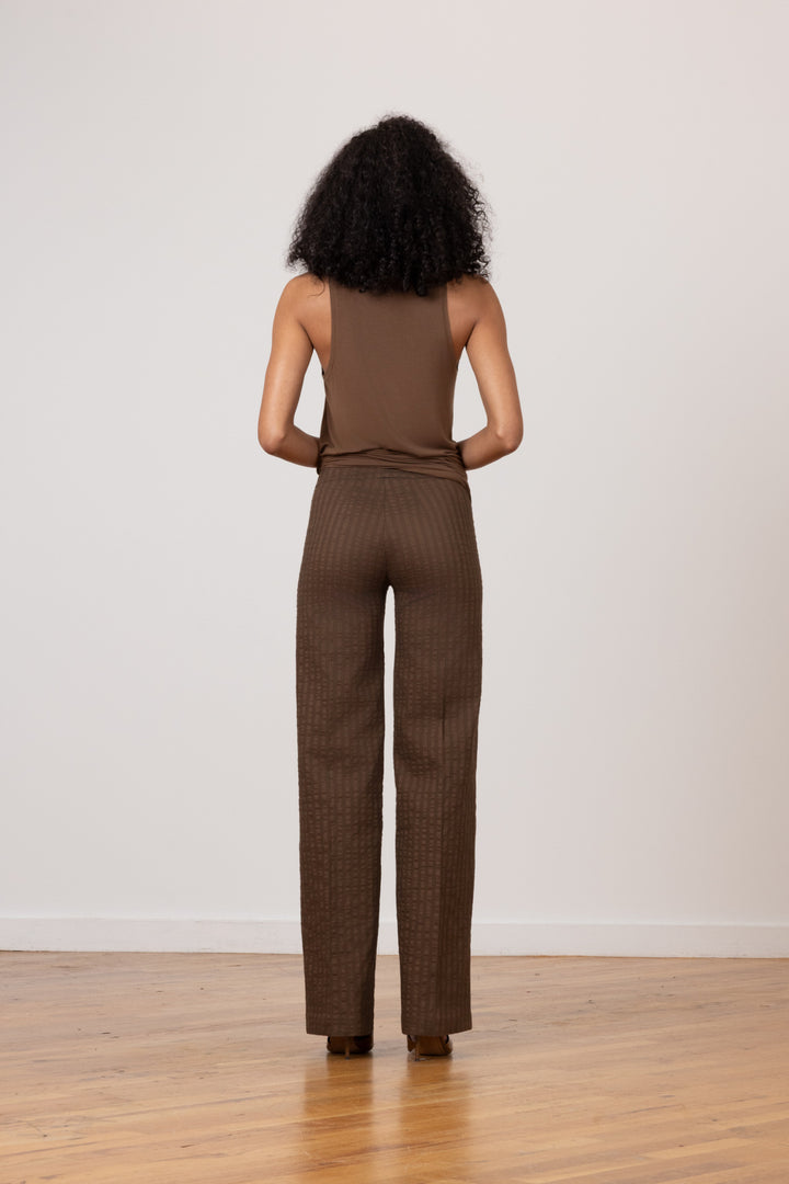 FLAVIA Seersucker Cognac - AVENUE MONTAIGNE 