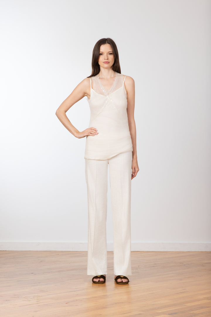 FLAVIA Linen Solar White - AVENUE MONTAIGNE 