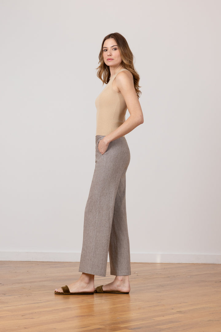 GRACE Linen Denim Mushroom - AVENUE MONTAIGNE 