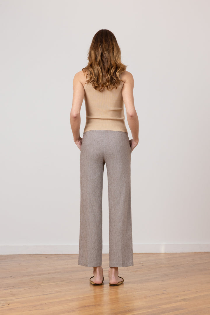 GRACE Linen Denim Mushroom - AVENUE MONTAIGNE 