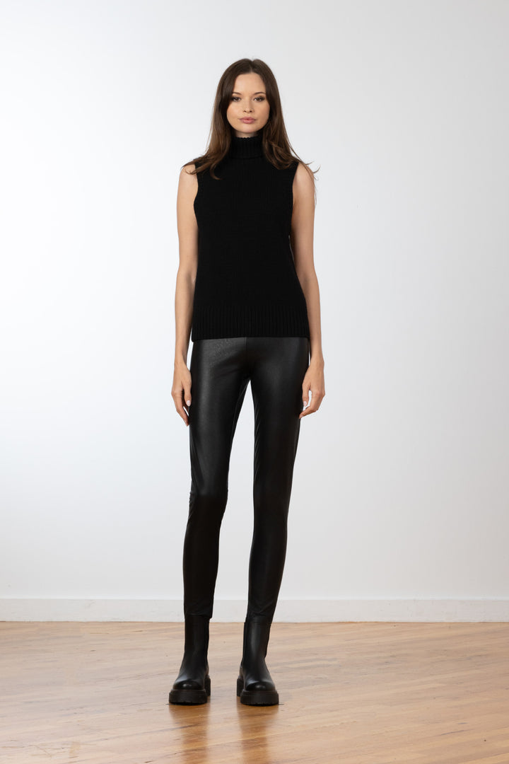 PULL ON SKINNY Pleather Black - AVENUE MONTAIGNE 