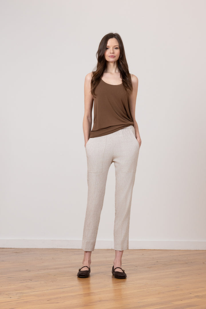 TONIC Linen Stripes Hairline Mushroom - AVENUE MONTAIGNE 