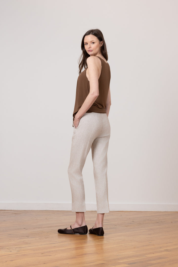 TONIC Linen Stripes Hairline Mushroom - AVENUE MONTAIGNE 