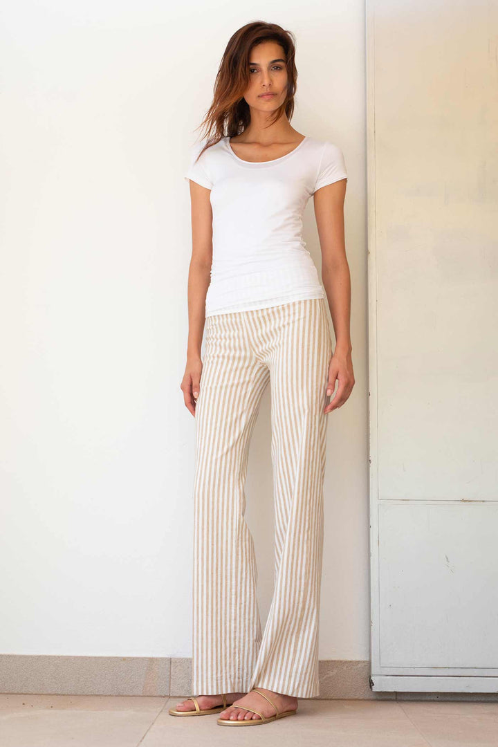 FLAVIA Linen Stripes Bengal Beige