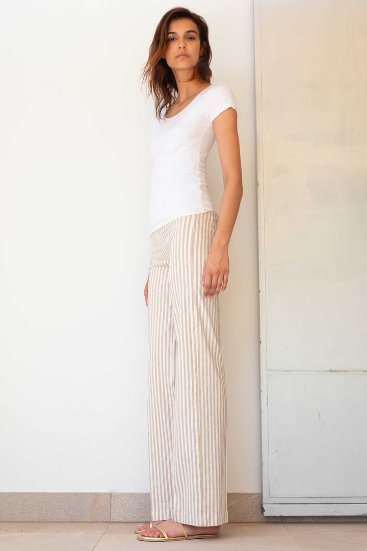 FLAVIA Linen Stripes Bengal Beige