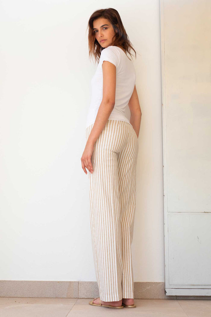 FLAVIA Linen Stripes Bengal Beige