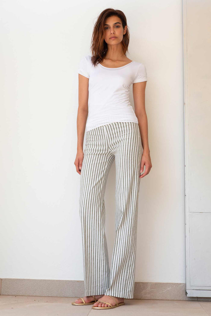 FLAVIA Linen Stripes Bengal Olive