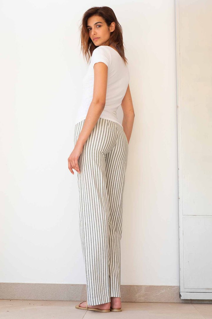 FLAVIA Linen Stripes Bengal Olive