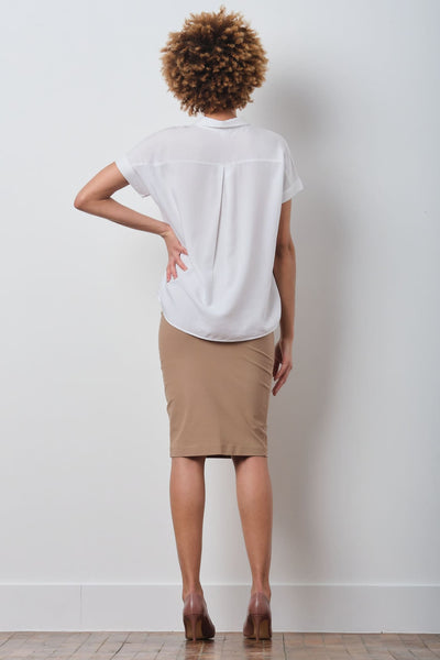 PULL ON SKIRT 2-Way Stretch Camel
