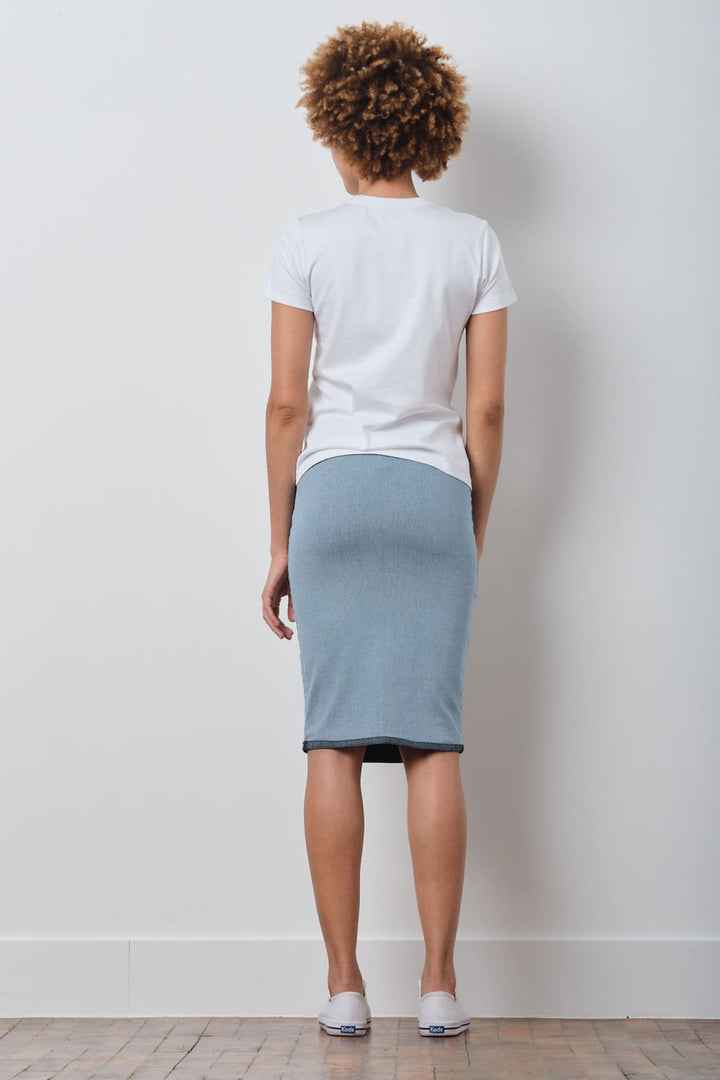 PULL ON SKIRT Striped Denim