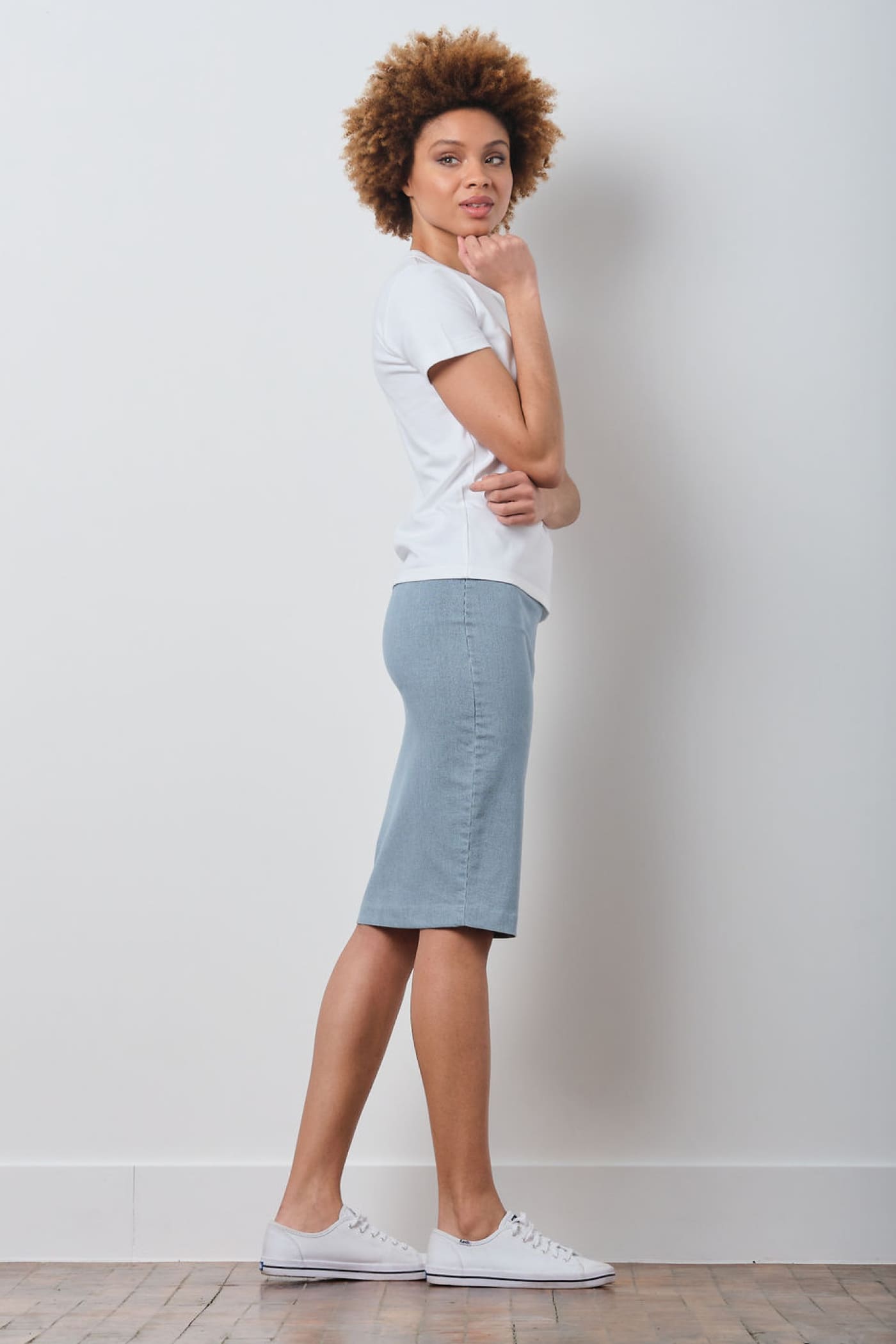 avenue montaigne PULL ON SKIRT Stripped Denim Reghem