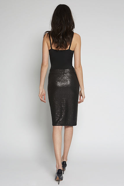 Black sequin pull on skirt best sale